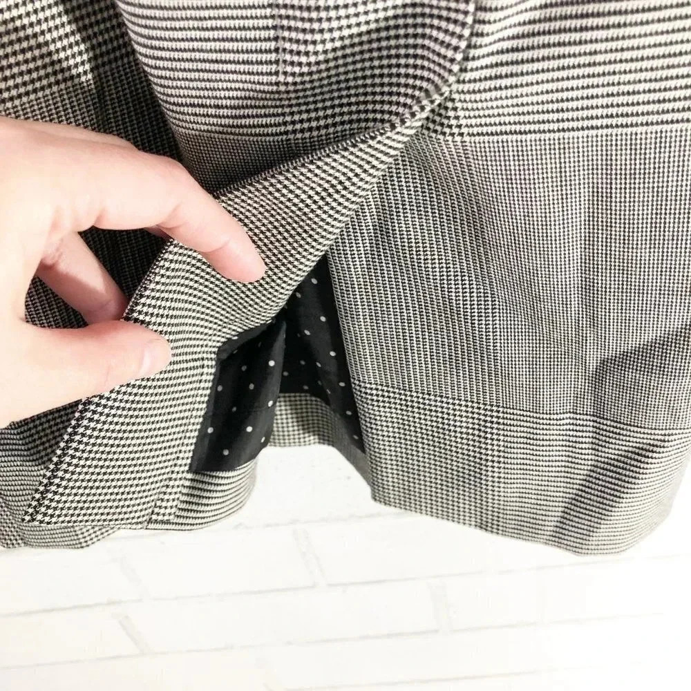 Akris Punto Gray Black White Glen Check Belted Professional Dress Women's Size 6 - Picture 6 of 10